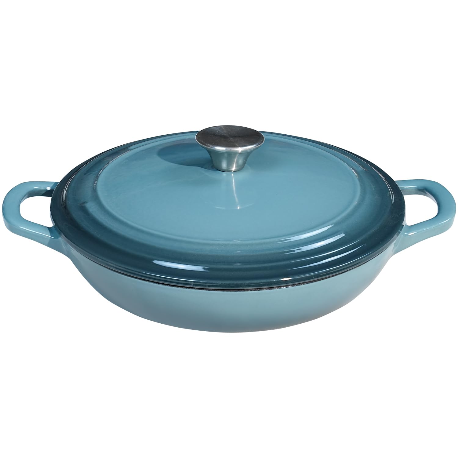 Flavehc Braiser Enameled Cast Iron Braiser 3 QT, Cast Iron Braiser Pan with Lid for Bread Baking, Soup & One Pot Meals, Small Sh