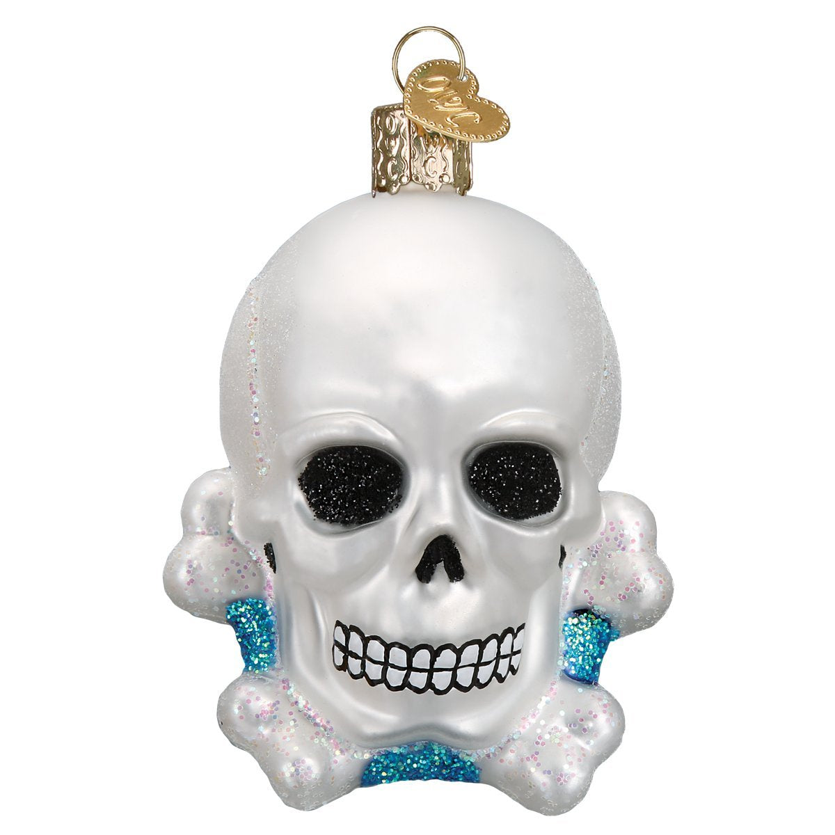 Old World Christmas Halloween Decorations Glass Blown Ornaments for Christmas Tree Skull Bones