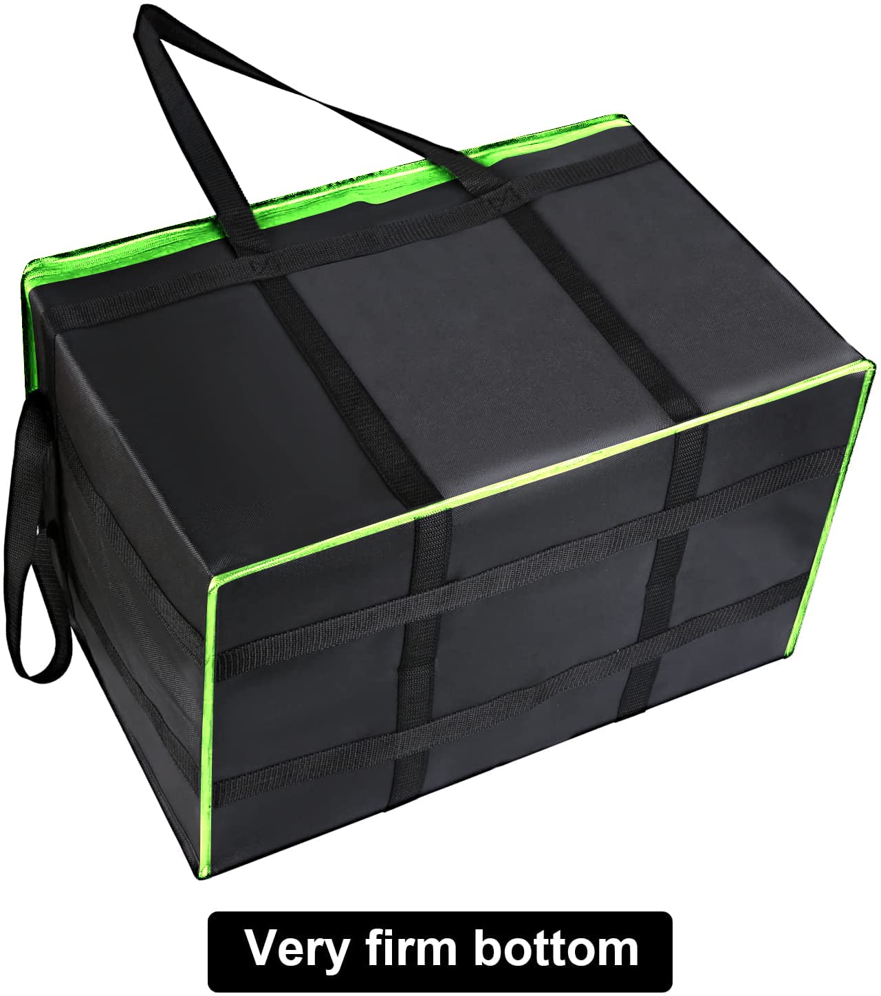 2 Pack Xxxl-Large Insulated Grocery Shopping Bags, Green, Reusable Bag,Thermal Zipper,Collapsible,Tote,Cooler,Food Transport Hot