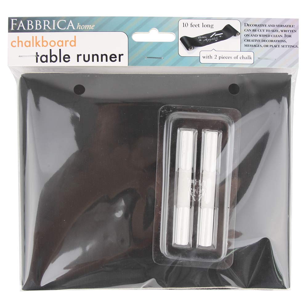 Fabbrica Home Chalkboard Table Runner, 10 Ft Long, Black