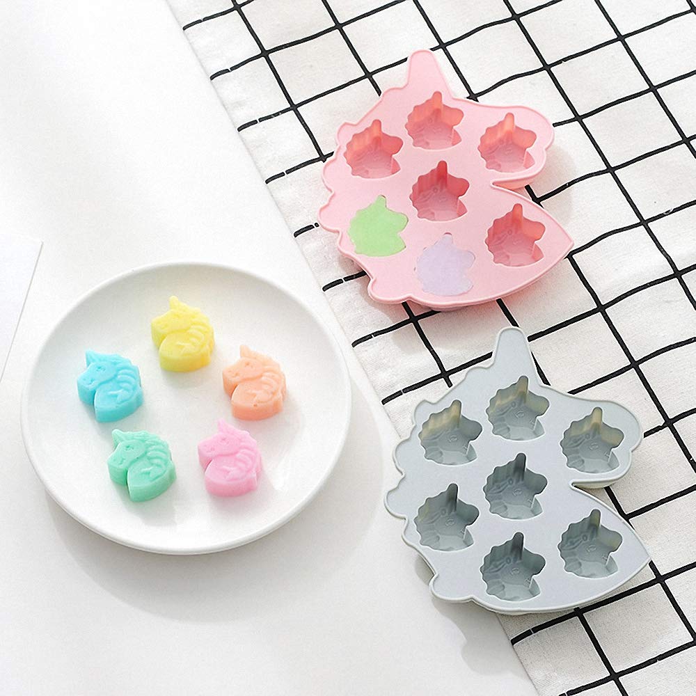 Moldfun 2-Pack Unicorn Head Silicone Molds Set For Making Small Soap Chocolate Candy Gummy Baking Cake Jello Jelly Wax Crayon Me