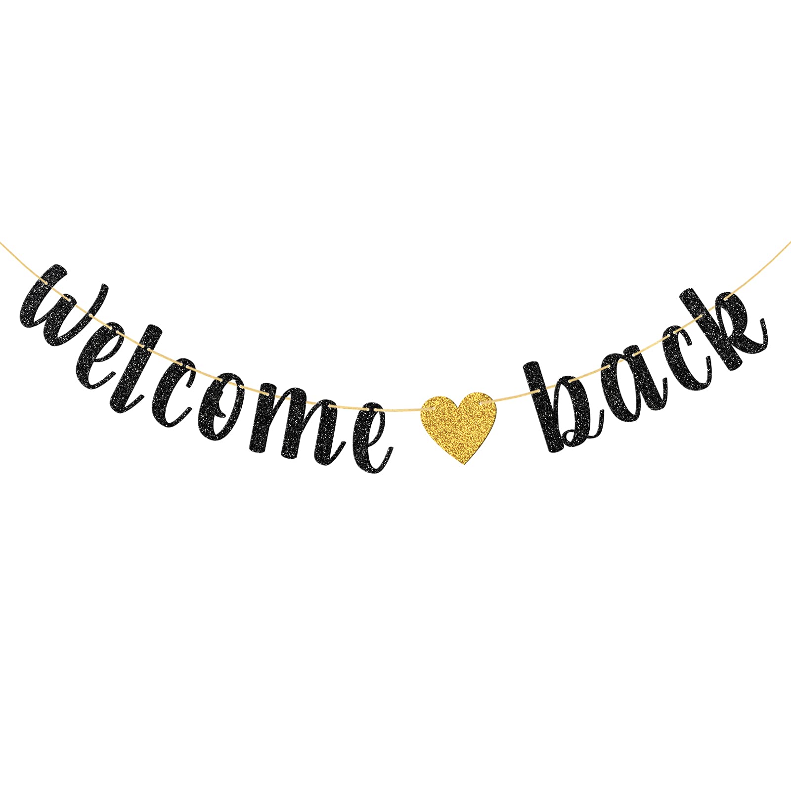 Webenison Glitter Welcome Back Banner, Returning Home Party Supplies, Happy Retirement Sign, Welcome Home Theme, Back To School