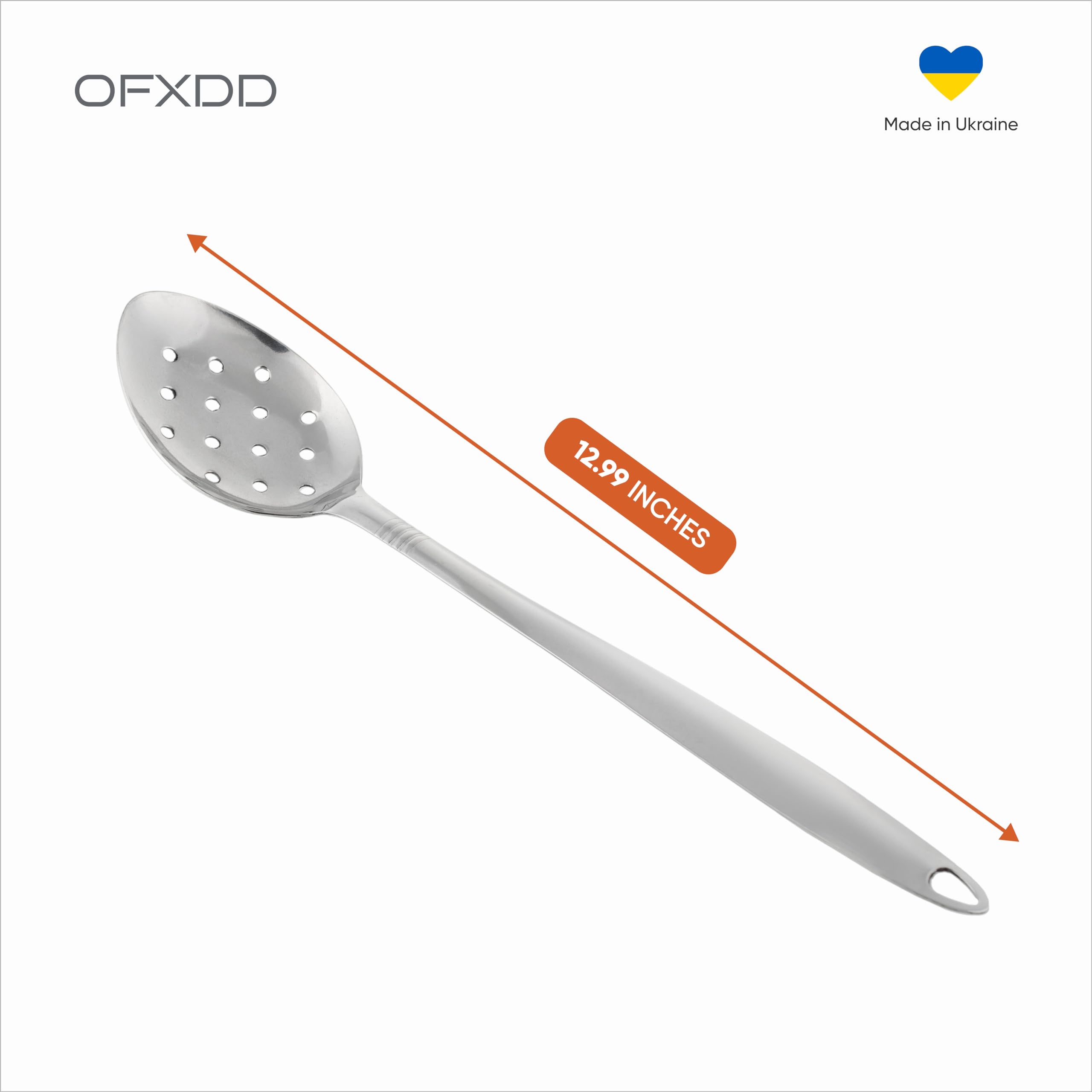 Large Metal Cooking Spoon With Holes- Pack Of 2 - Stainless Steel Slotted Serving Spoon - Perforated Metal Spoon With Long Handl