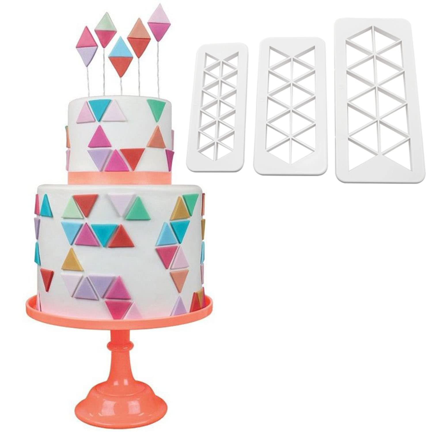 Zyamy 3In1 Triangle Cake Fondant Cutter Cookie Cutter Biscuit Cutter Cake Cutter Fudge Cake Diy Decorative Mould 3 Size