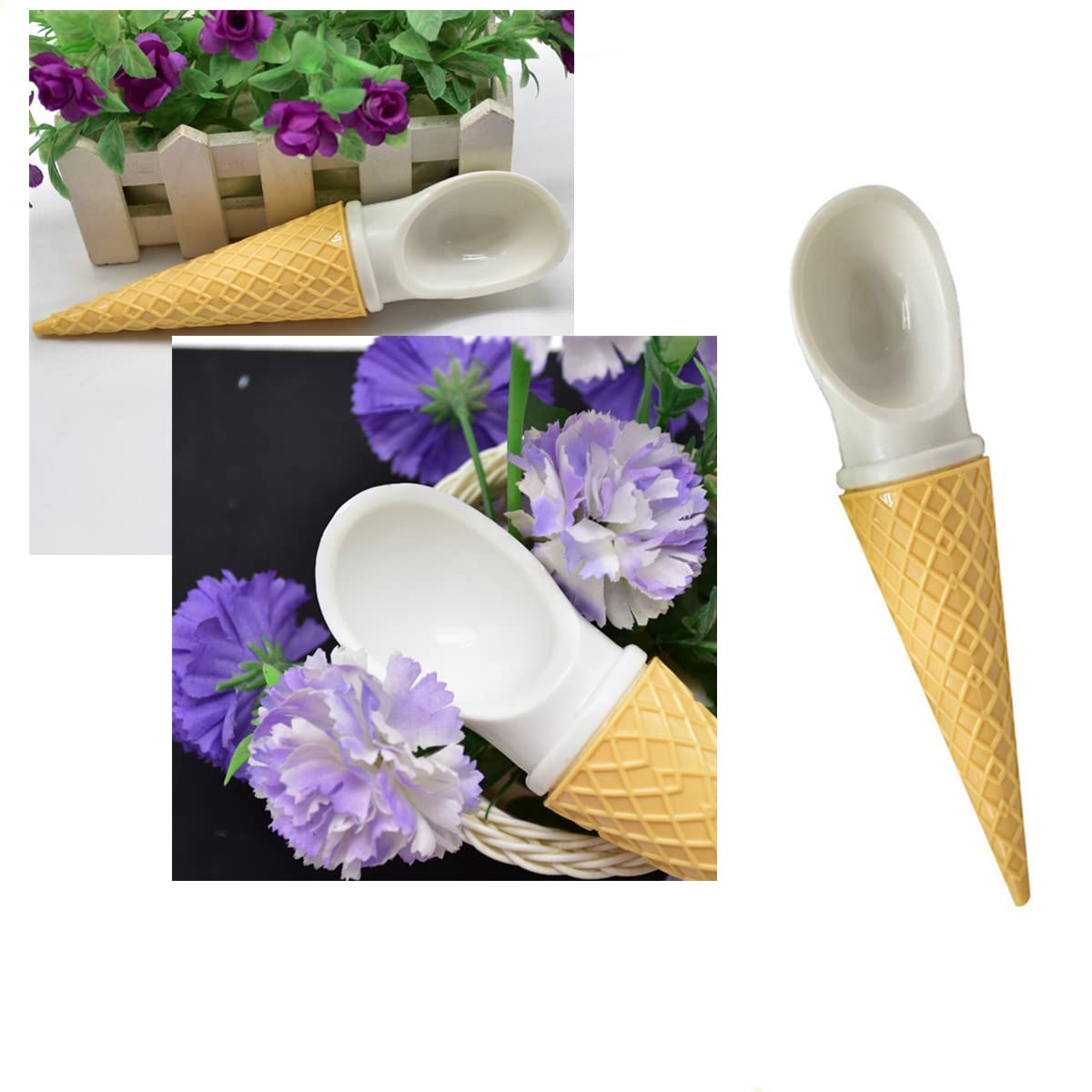 Beetoo Cone-Shaped Ice Cream Scoops, 2Pcs Ice Cream Scoops, Professional No-Slip Handle Plastic Ice Cream Scooper For Cookie Dou
