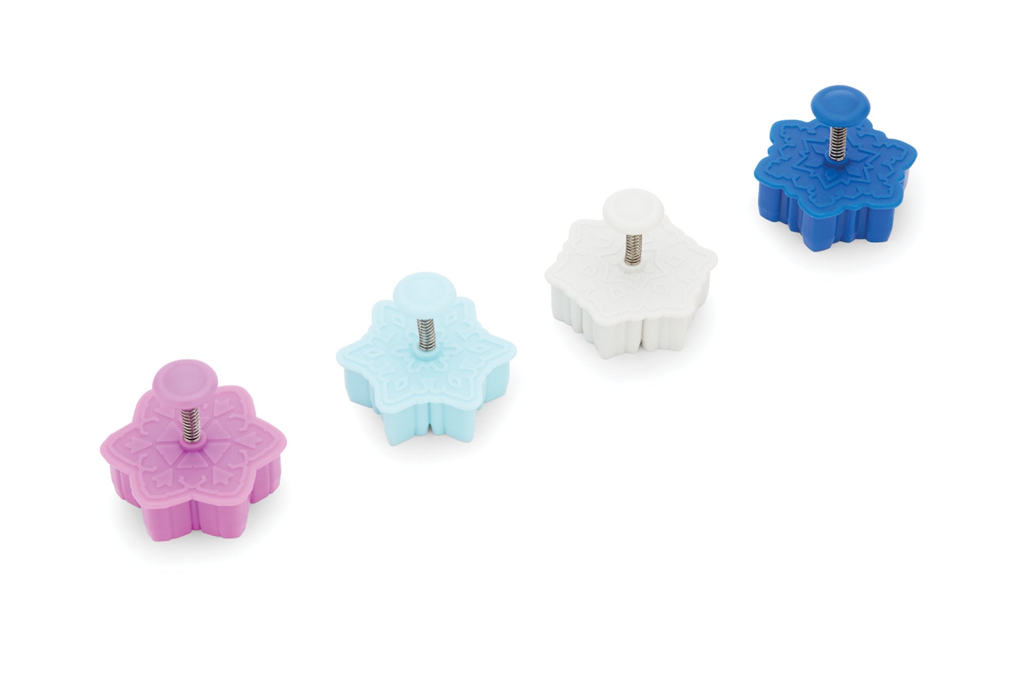 Fox Run Intricate Assorted Winter Snowflake Pastry/Cookie/Pie/Fondant 2'' Stamper And Cutters 2'', Set Of 4, Multi-Color