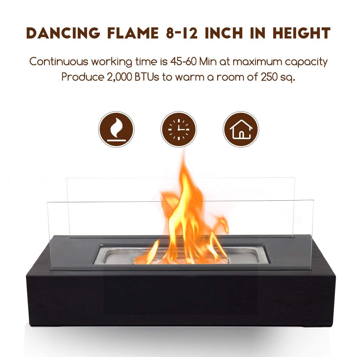 Brian & Dany Tabletop Fire Pit, Portable Table Top Firepit Indoor & Outdoor Fireplace, Ethanol Table Top Fire Pit Bowl Gift For