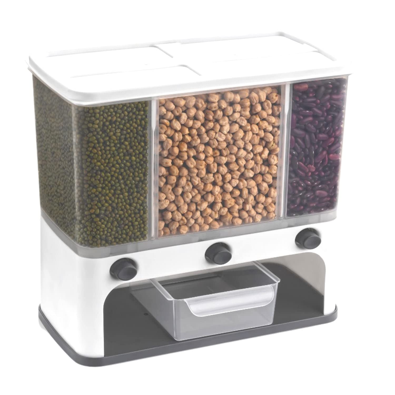 Nilay Easy Flow Cereal Dispenser For Kitchen  3In1 Push Button Wall Mount Container For Dry Food Storage