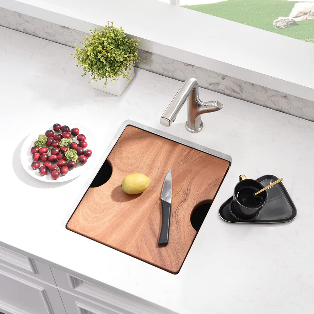 Boomhoze Undermount Bar Sink Stainless Steel, 15 X 17 Inch Bar Sink Undermount Workstation Small Kitchen Sink Outdoor Wet Bar Si