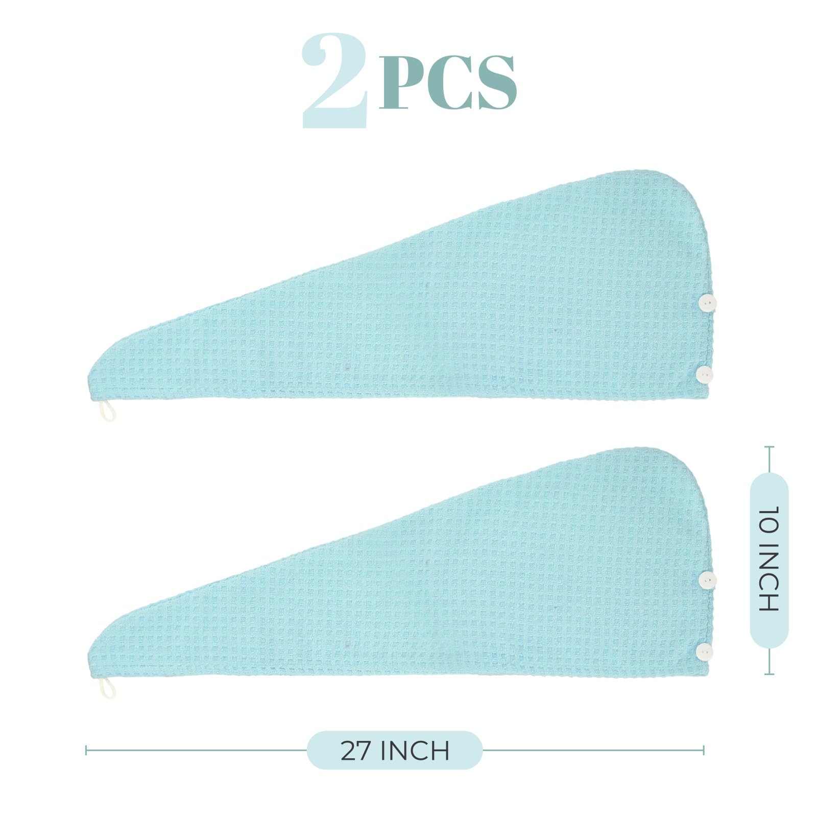 MaopaoBeauty Microfiber Hair Towel Wraps - 2 Pack Green, Large Size for Quick Drying Hair Accessories for Women and Girls