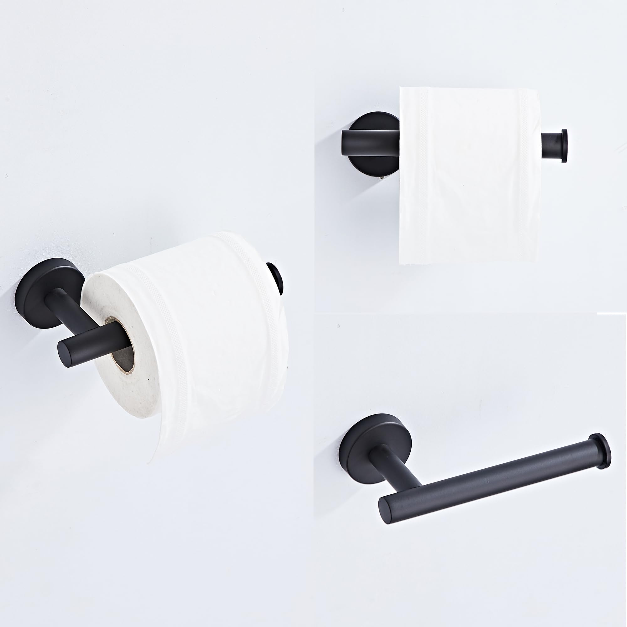 Matte Black Bathroom Hardware Set 5 Piece With Towel Racks For Bathroom, Sus304 Stainless Steel Bath Towel Bar Set, 24 Inch Wall