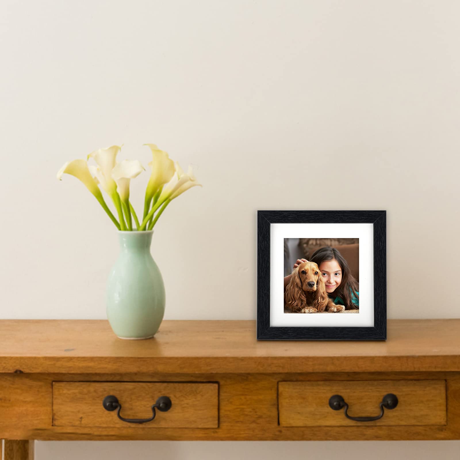 TOFOREVO 6x6 Picture Frames Set of 6 Black Wood Grain Photo Frame for Gallery Wall Mounting or Tabletop Display