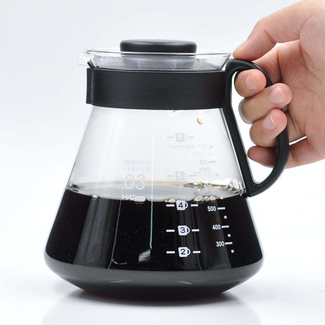 Hario V60 Glass Range Coffee Server Pour Over Carafe Microwave Safe 800Ml, Black