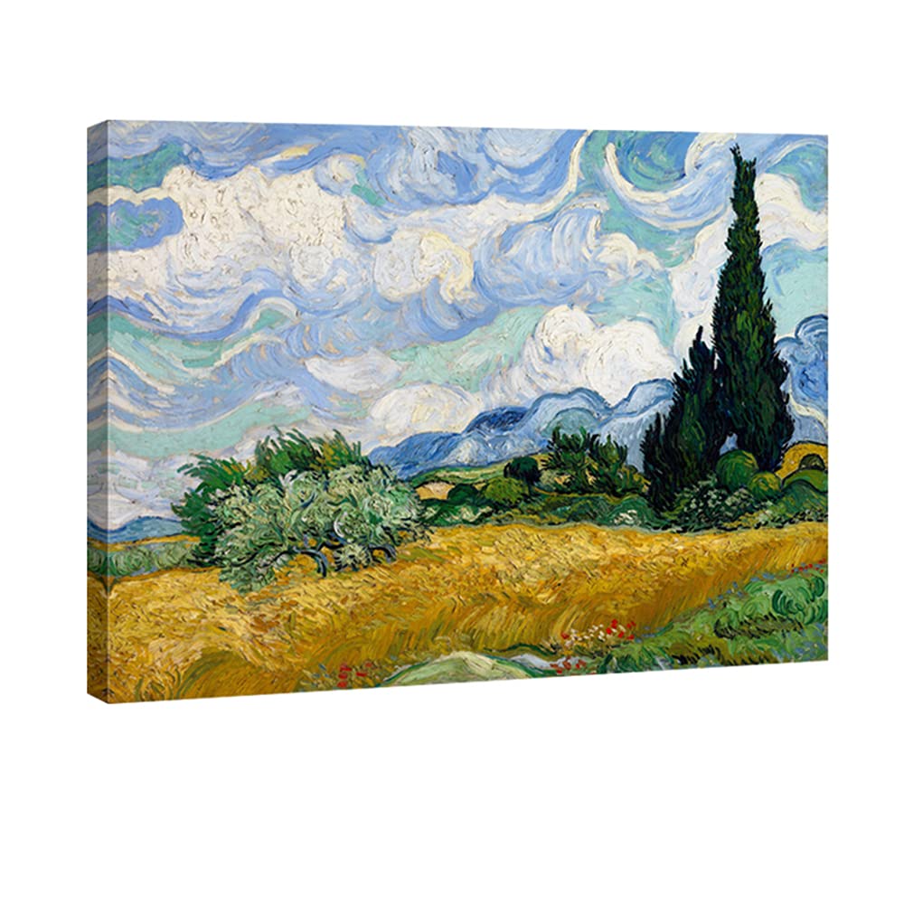 Wieco Art Wheat Field With Cypresses By Van Gogh Classical Oil Paintings Reproduction Large Modern Canvas Print Wall Art Landsca