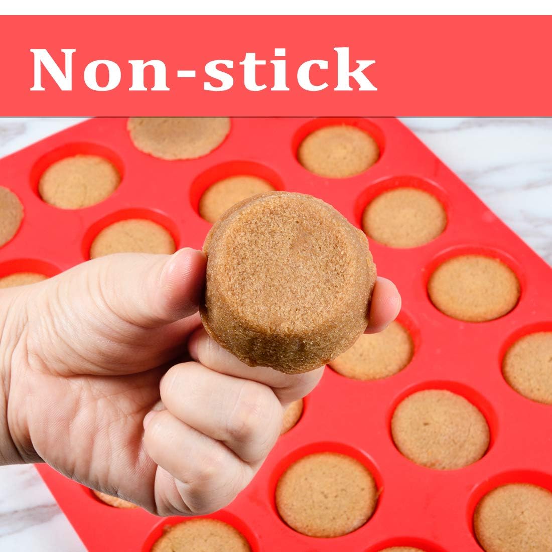 Caketime Silicone Muffin Pan Mini 24 Cups Cupcake Pan, Nonstick Food Grade Silicone Baking Pan 1 Pack