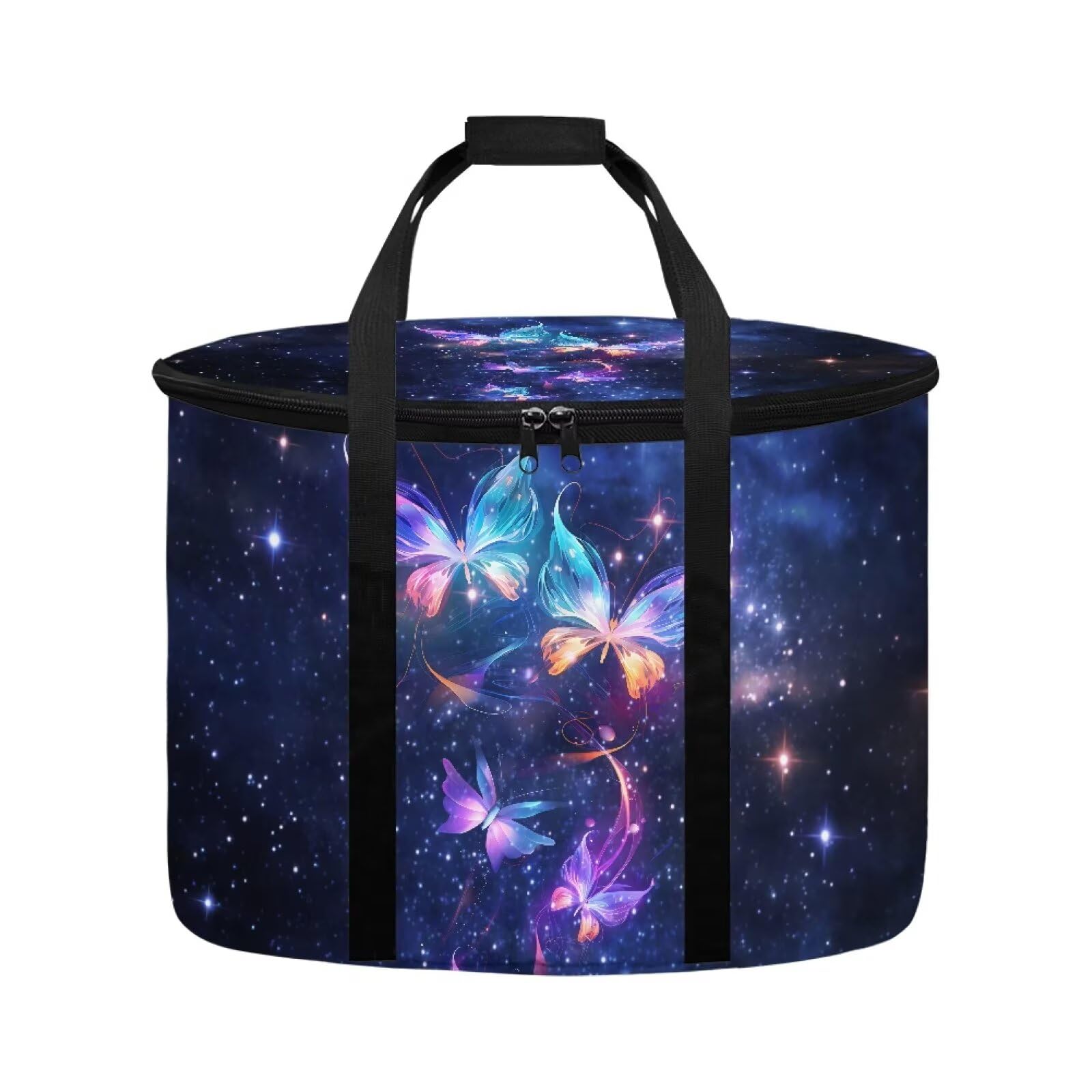 Kathyboom Portable Slow Cooker Bags For Oval Crock,Galaxy Butterfly Insulated Carrier Case Tote for 48 Quart Crock Carrier For 