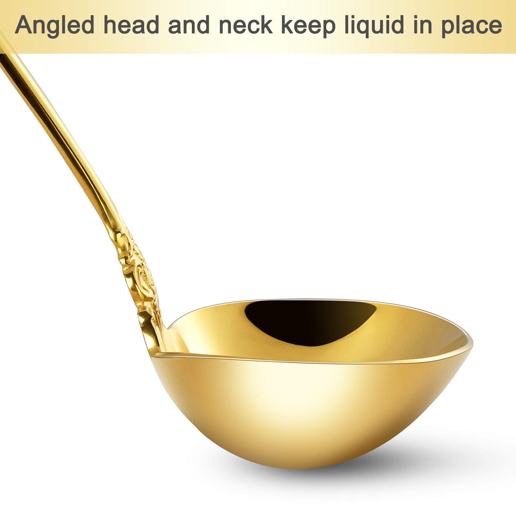 Keawell Gorgeous 1 Oz. 18/10 Stainless Steel Gravy Ladle, Antique Small Ladle For Stirring, Mirror Finished Soup Ladle Spoon And