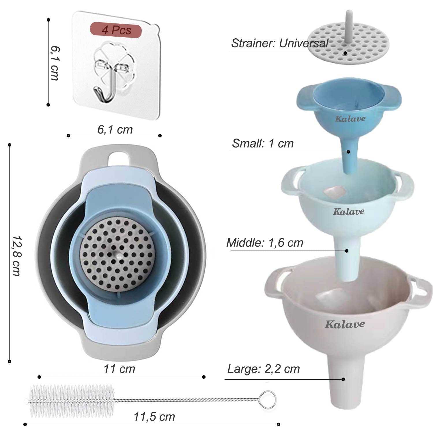 Set Of 4 Funnels For Filling Bottles, Bpa-Free Food Grade Kitchen Funnels With Detachable Strainer Filter For Kitchen Use Oil, L
