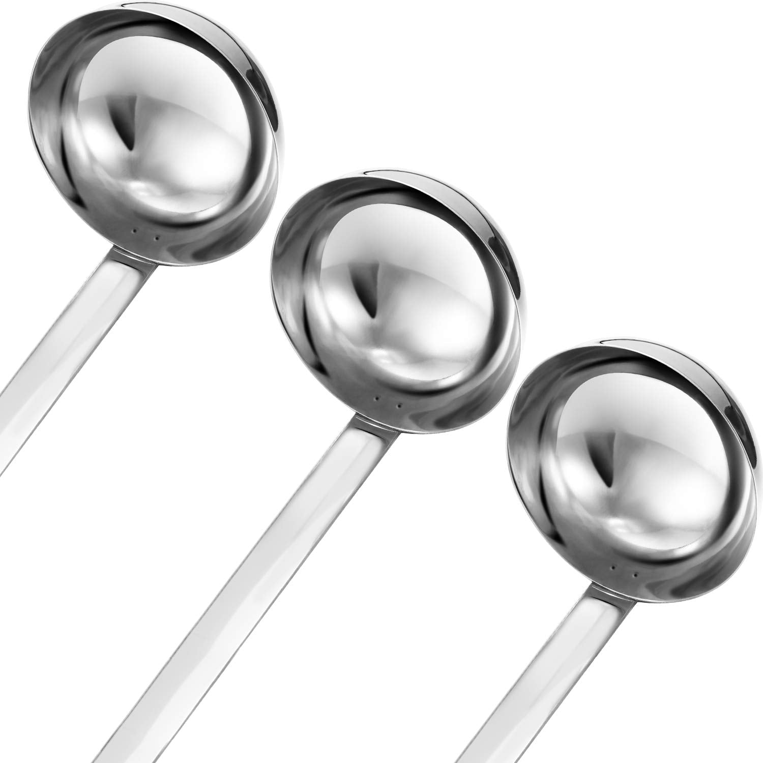 Meekoo 3 Pieces Stainless Steel Ladle Soup Handle Ladle With Pouring Rim For Kitchen Cooking Soup Sauce (3 Oz)