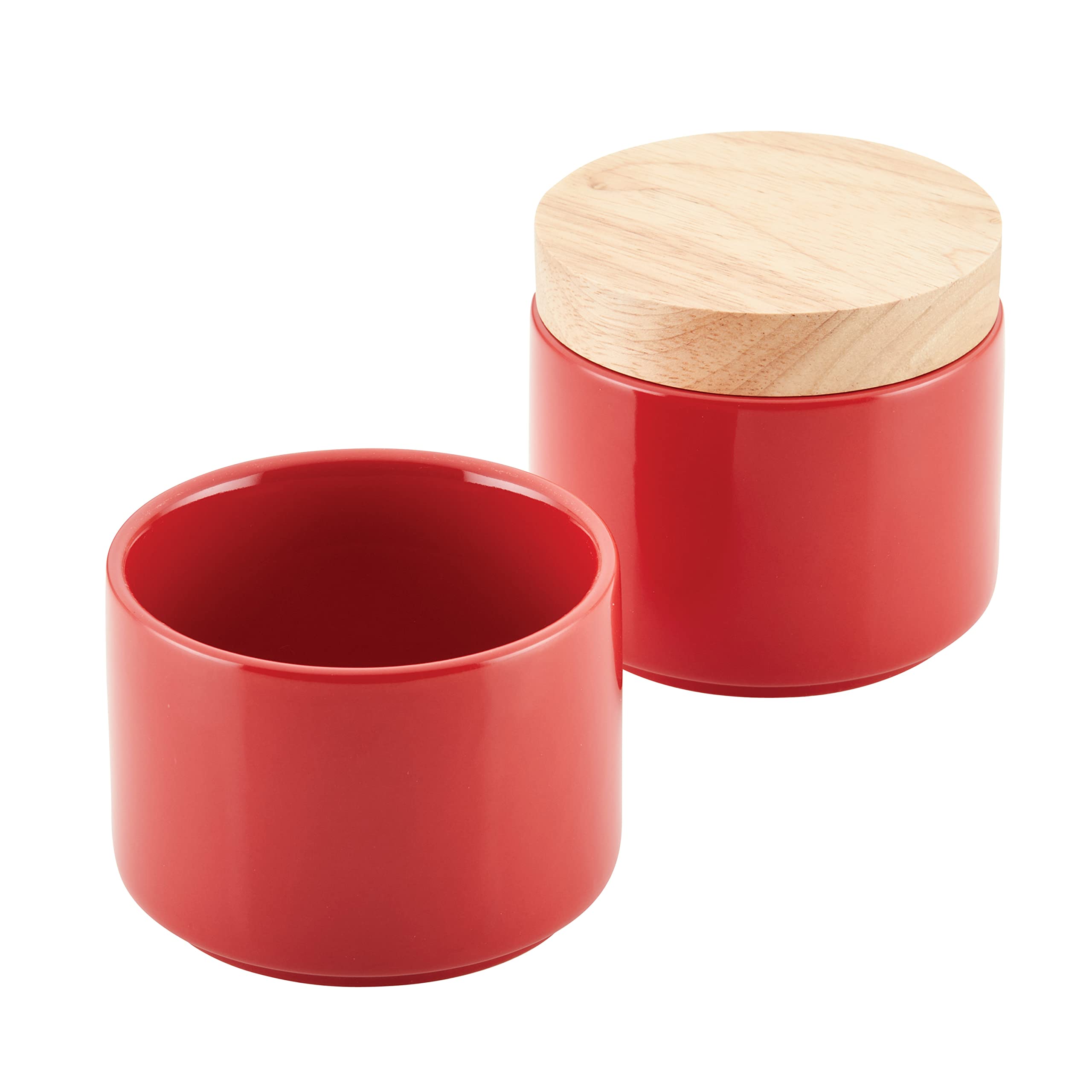 Rachael Ray Ceramics Stacking Spice/Seasoning Box Set with Lid, 2 Piece, Red