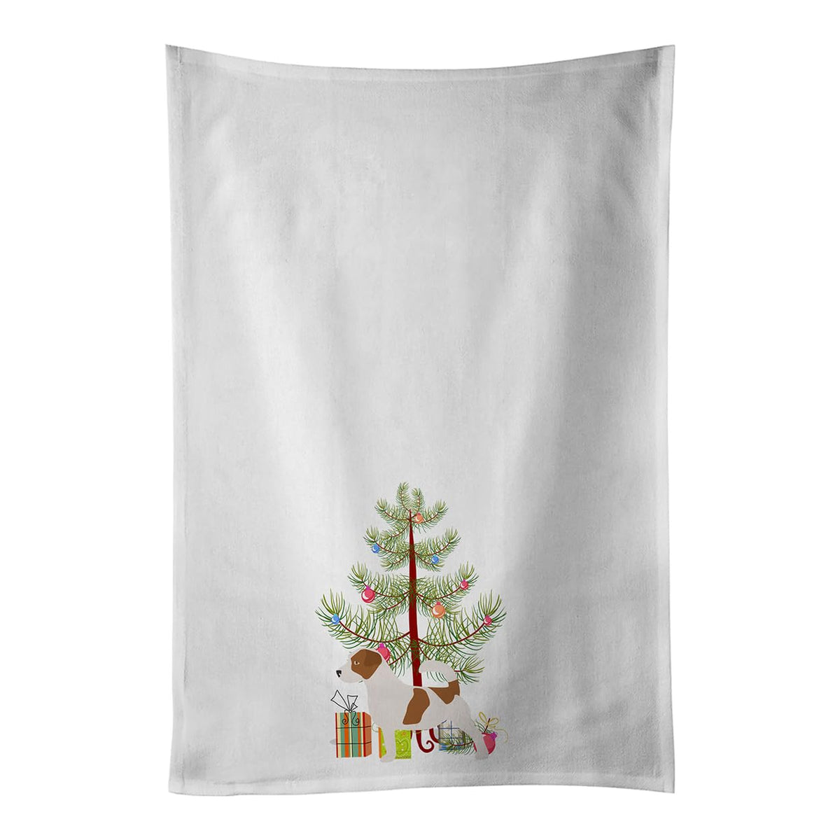 Caroline'S Treasures Bb2925Wtkt Jack Russell Terrier Merry Christmas Tree White Kitchen Towel Set Of 2 Dish Towels Decorative Ba