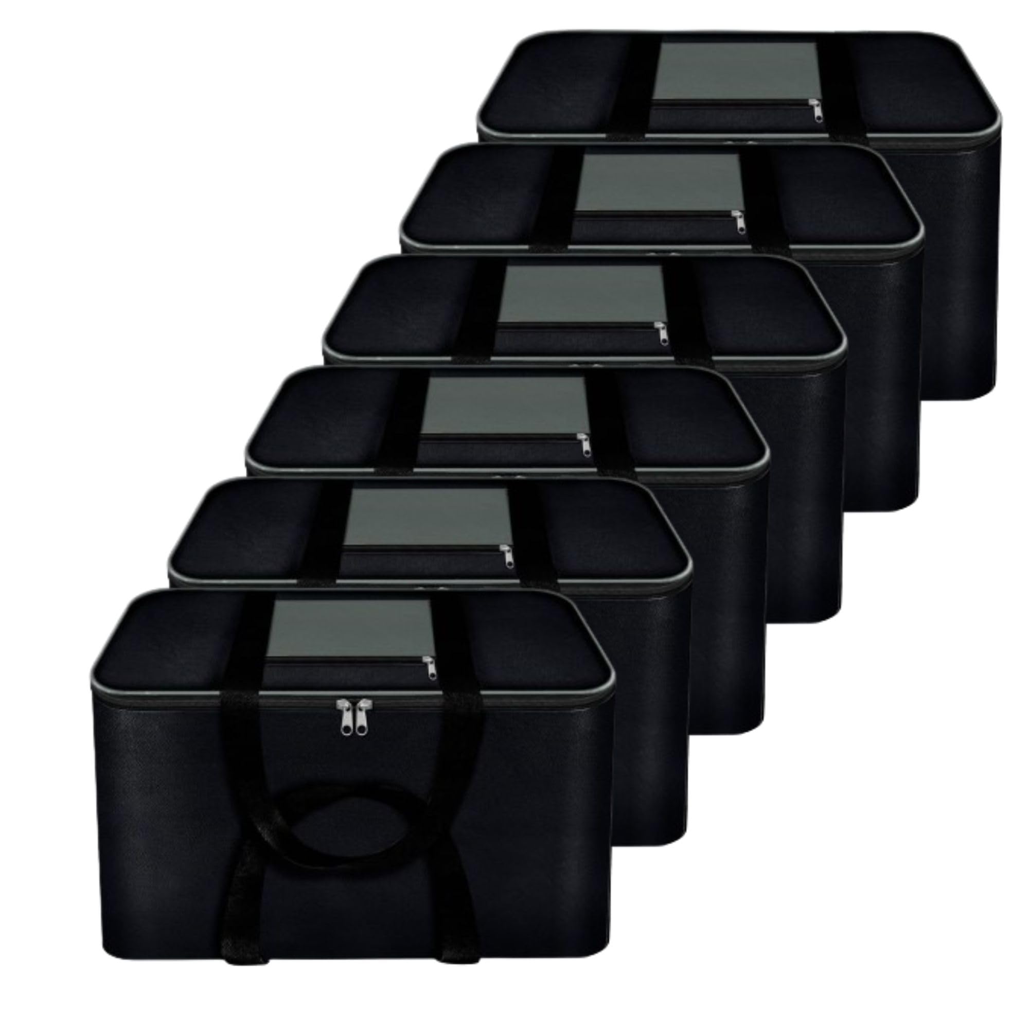 Storite 6 Pack Moisture Proof Nylon Underbed Storage Bag For Clothes Blankets Large (54 X 46 X 28 Cm)  Black, Rectangular