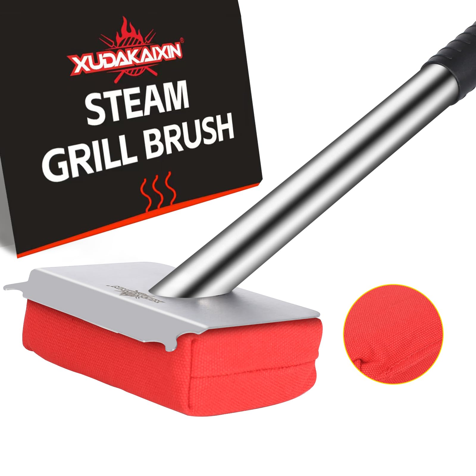 Xudakaixin Grill Brush Bristle Free,Water-Activated Steam Effectively Cleans The Grill.Unique Aramid Fiber Twill Pad For Cast Ir