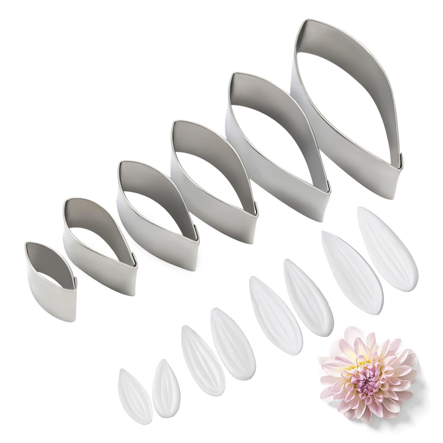 KALAIEN Dahlia Sugar Flower Veining Molds Fondant Cutters Gumpaste Cake Craft Tools(14PCS)