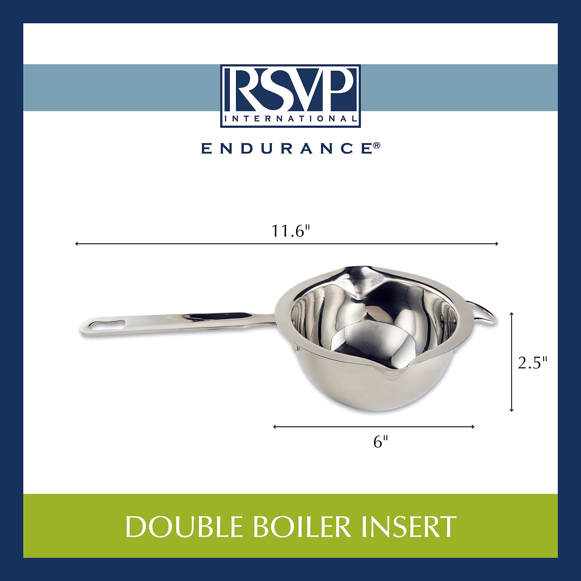 Rsvp International Double Boiler Collection Stainless Steel, Dishwasher Safe, 2 Cup