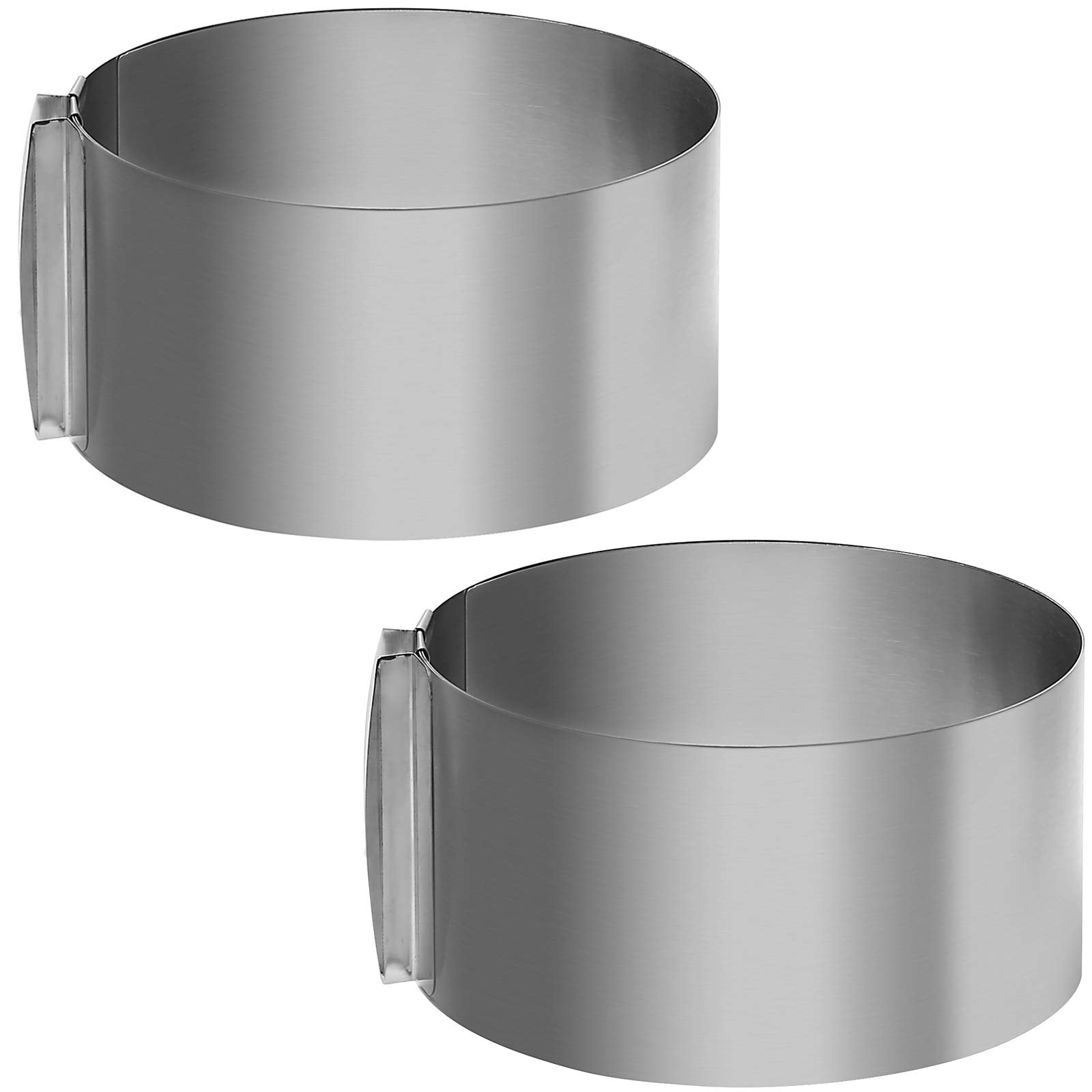 Kinjoek 2 Pack 6-12 Inch Cake Mold Ring, Retractable Stainless Steel Adjustable Round Mousse Cake Ring Milk Bar Mold Cake Diy Ba