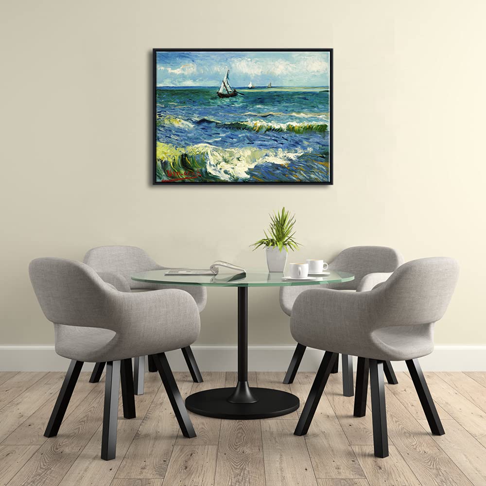 Wieco Art Framed Art Prints Seascape At Saintes Maries By Vincent Van Gogh Modern Canvas Prints Sea Pictures On Canvas Wall Art