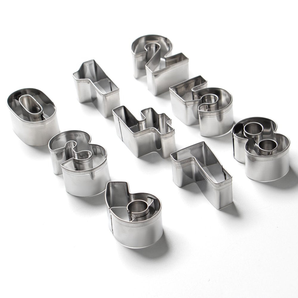 Surgehai Mini Number Cookie Cutters -1.7'' Stainless Steel Cake Decorating Small Number Cutters With Cut-Outs, 9-Piece Set