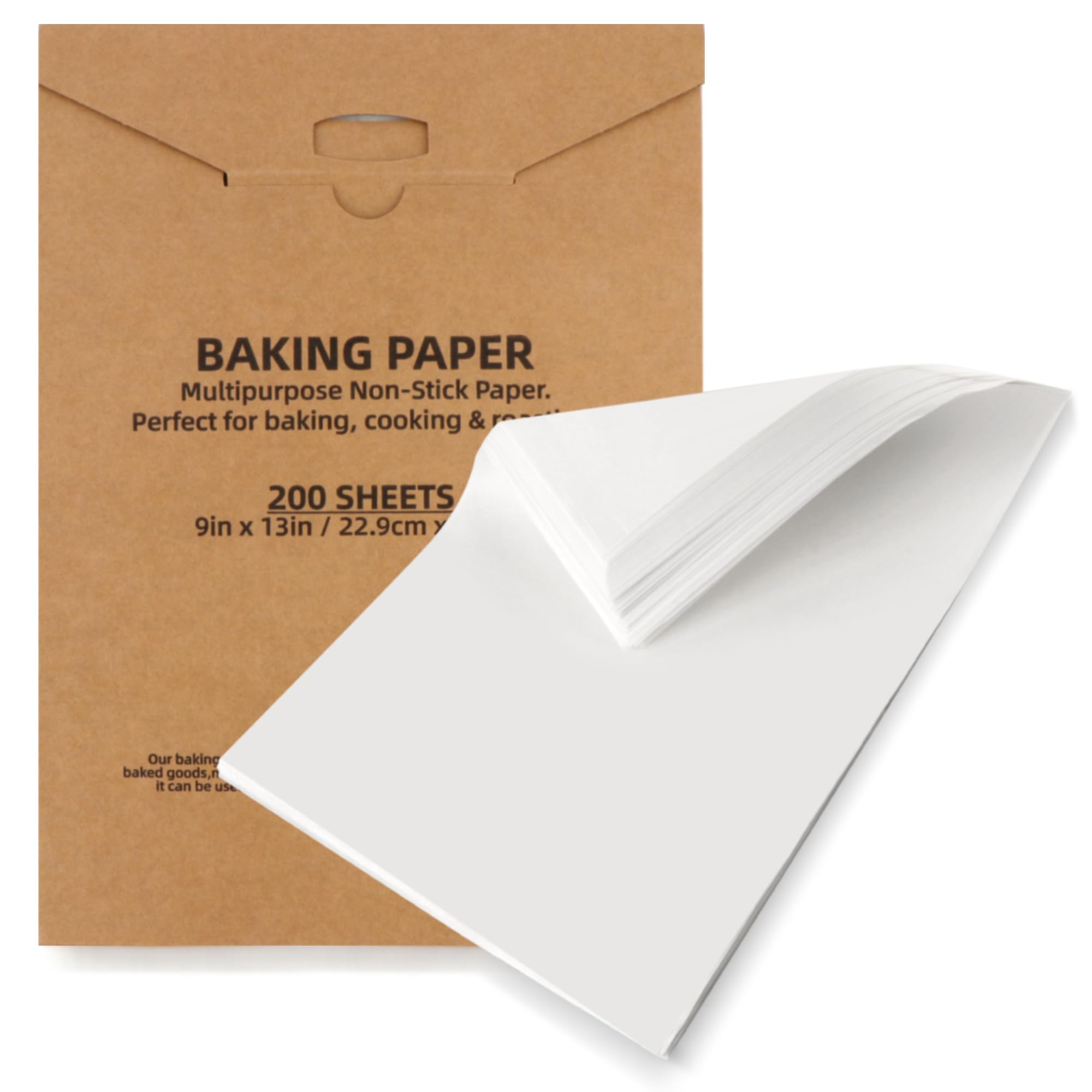 200 Pcs Parchment Paper Baking Sheets, 9x13 Precut Non-Stick Baking Parchment Paper Sheets Bun Sheet Pan Liners.Baking Grilling 