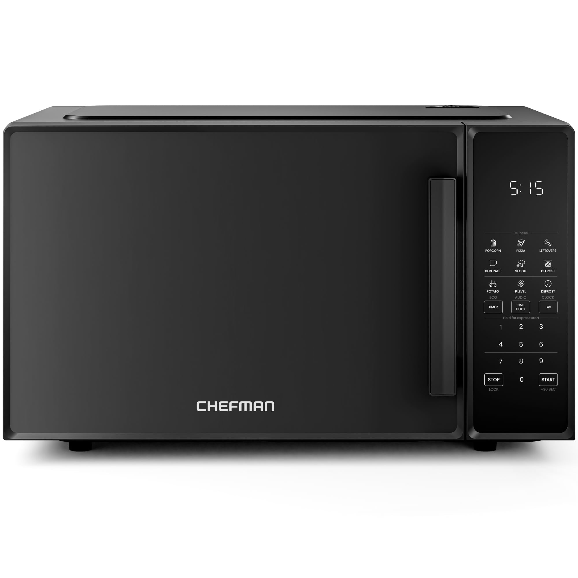 Chefman Countertop Microwave Oven 1.1 Cu. Ft., 1000 Watts with 10 Power Levels, 6 Cooking Presets with One-Touch Express Cook, E