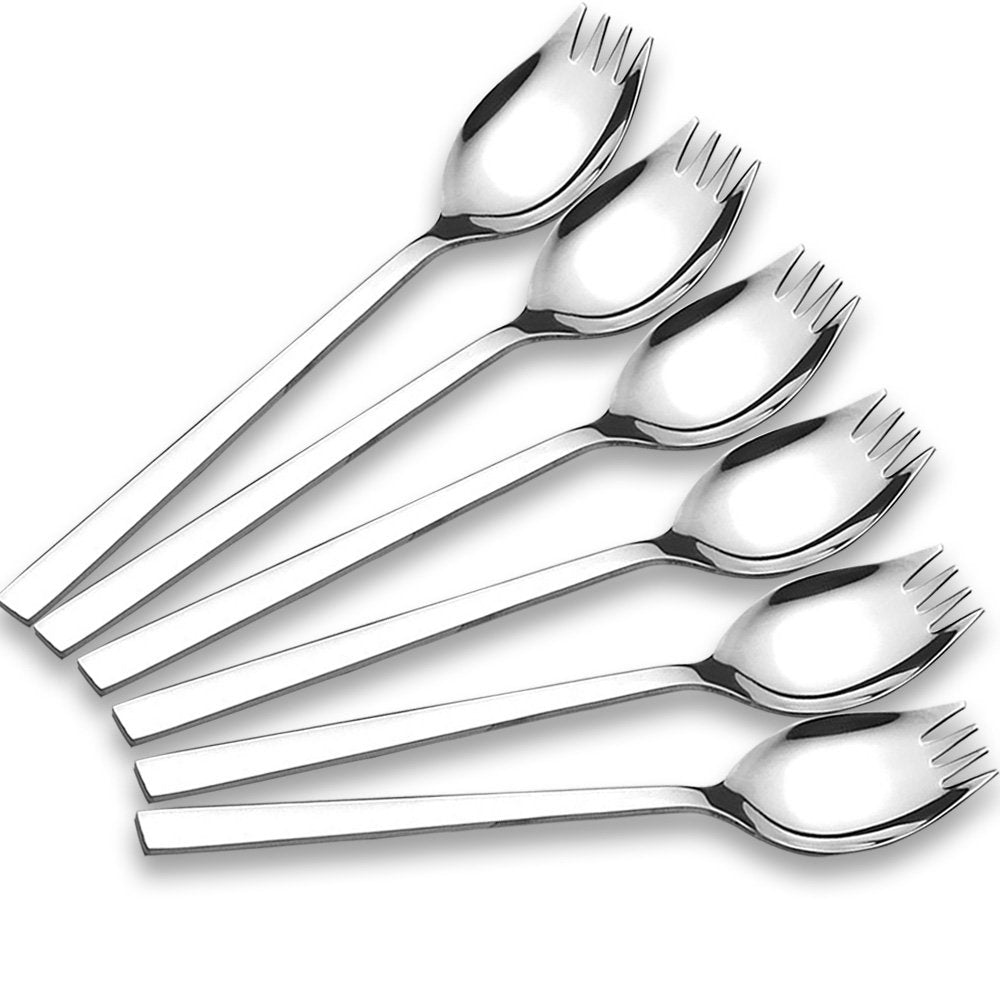 Wektunaa 6-Pack Stainless Steel Sporks For Everyday Use, Back To School Lunch Supplies Camping Hiking Heavy Duty Flatware Set,7.