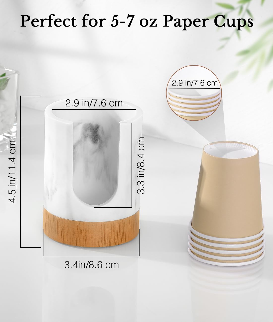 Luxspire Dixie Cup Dispenser, 5-7Oz Bathroom Cup Dispenser, Marble Resin Dixie Cup Holder, Disposable Bathroom Paper Cup Holder,