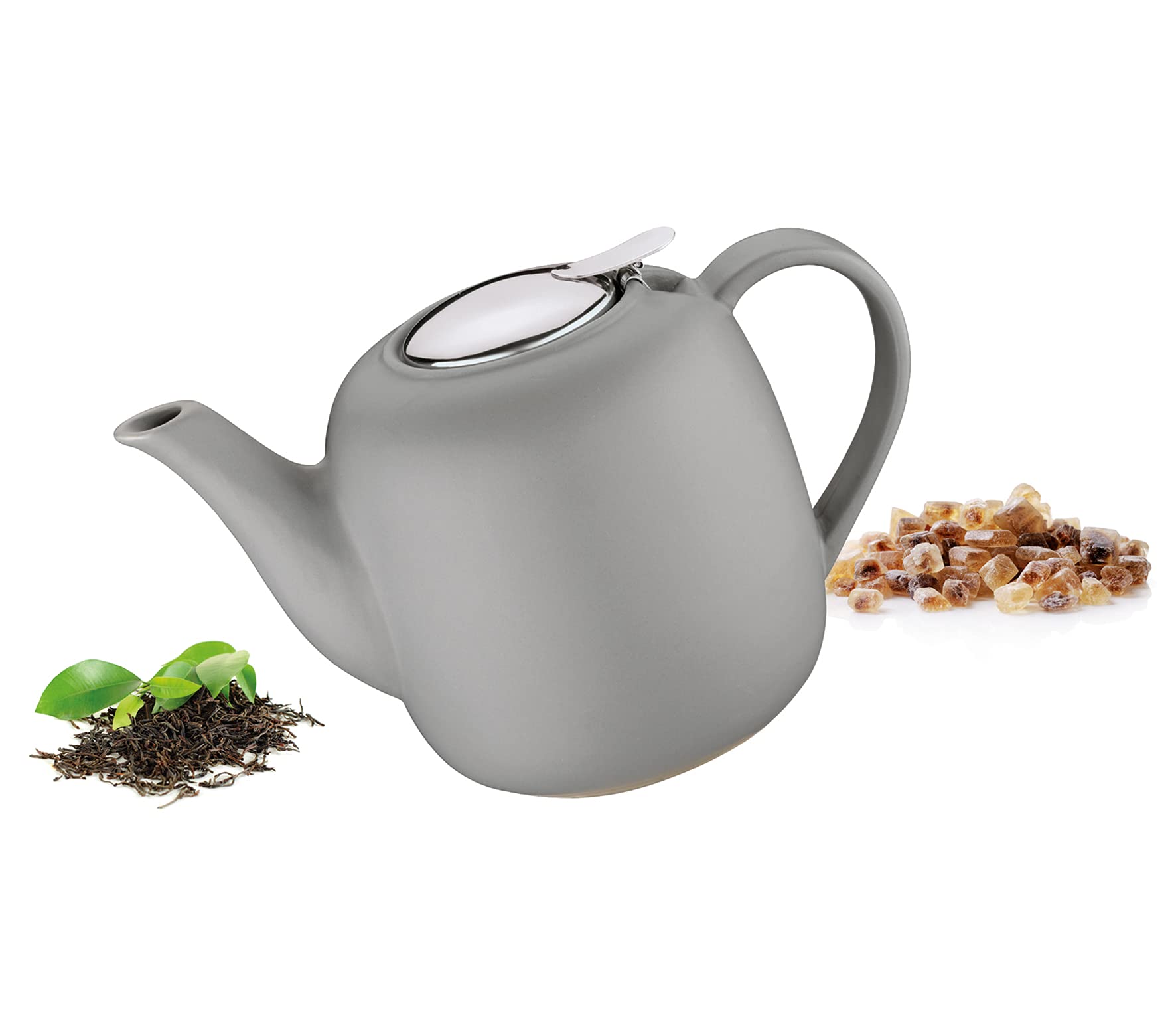 Kchenprofi London Ceramic Teapot With Stainless Steel Infuser, 8 Cup, Gray