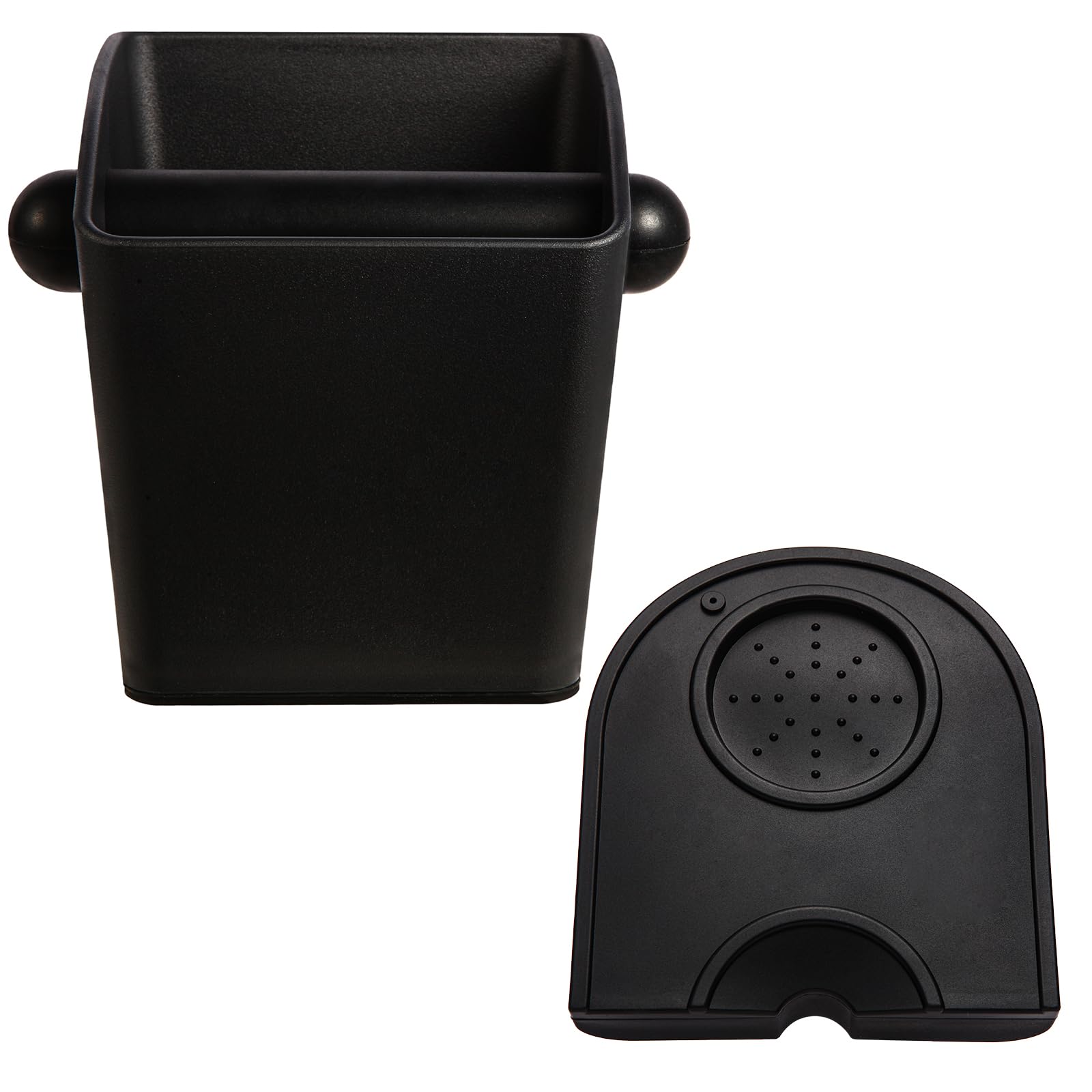 Iaosen Knock Box Square High Sidewall Design Espresso Knock Box Tamping Mat Espresso Machine Accessories Set Of 2 With Removable