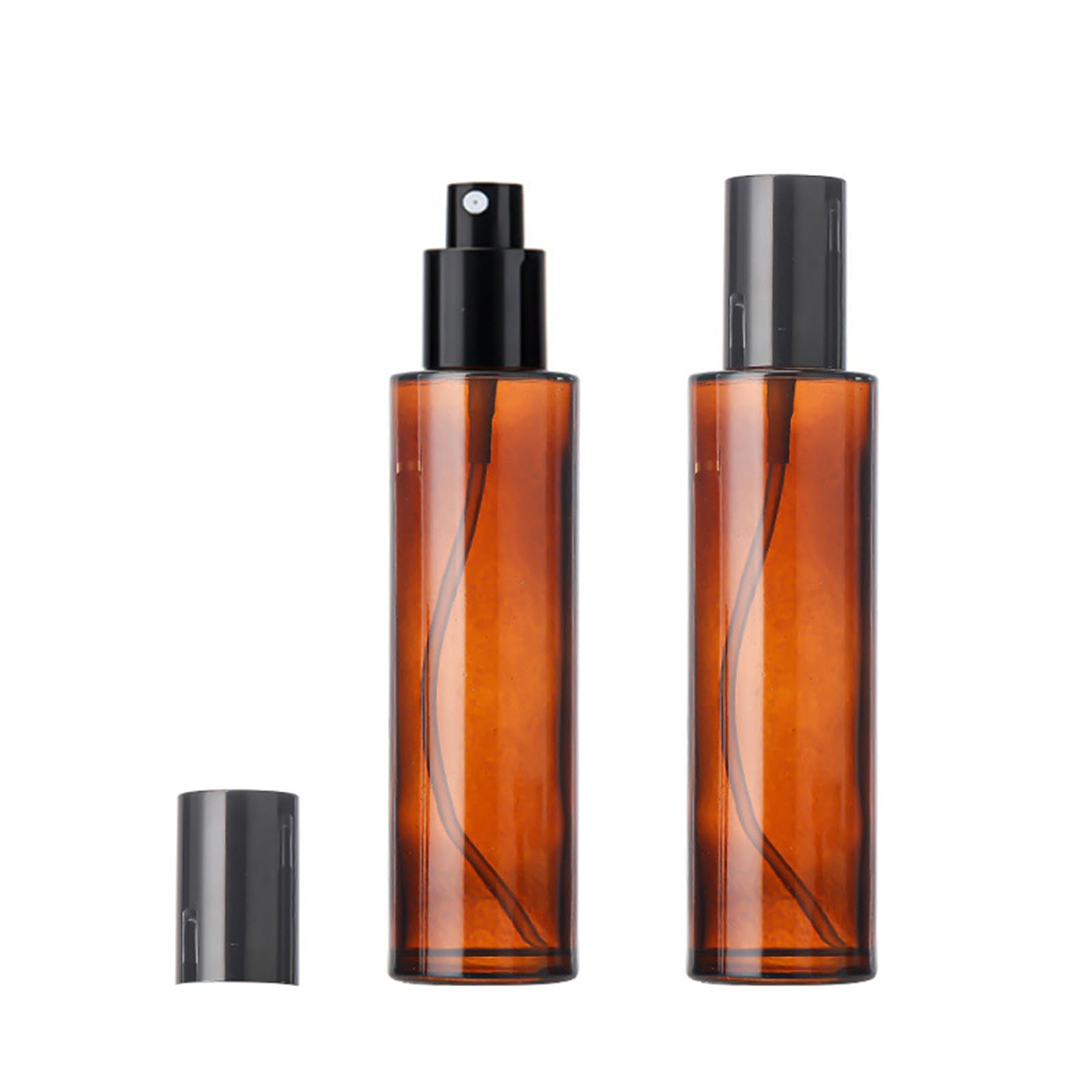 VANTOBEST 2PCS 100ml/3.3oz Empty Amber Glass Spray Bottles Refillable Fine Mist Cosmetic Makeup Essential Oil Aromatherapy Perfu