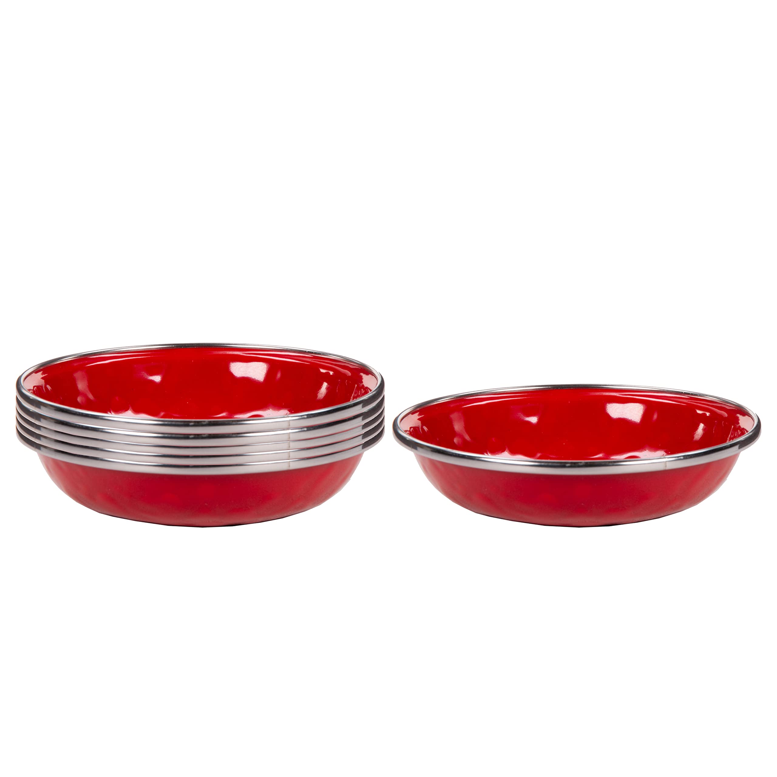 Golden Rabbit Enamelware - Set Of 6-4Oz Tasting Dishes (Solid Red)