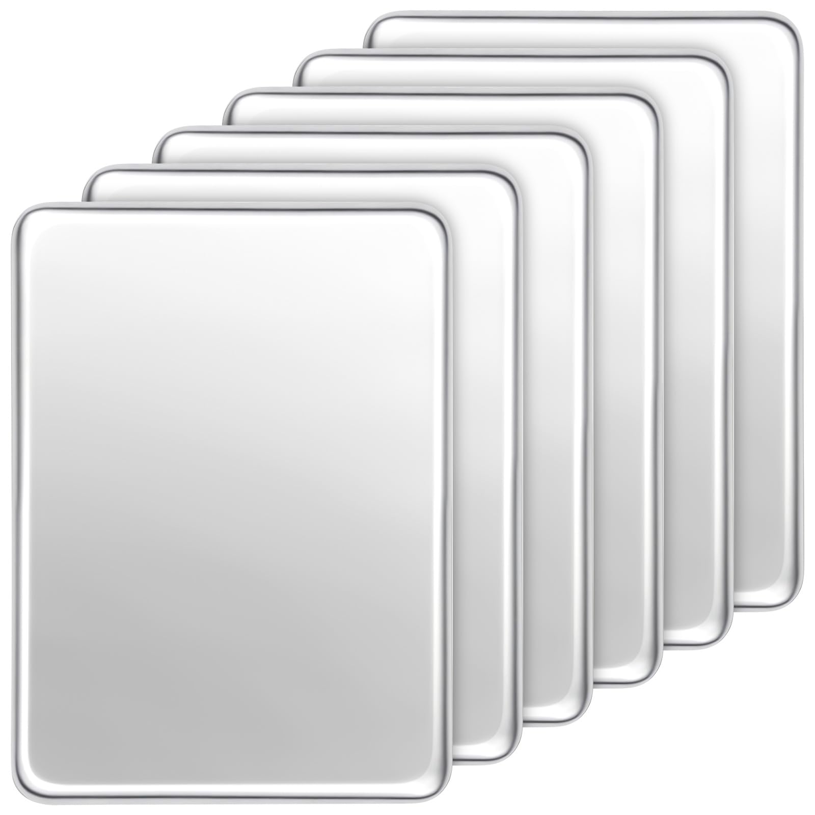 Remerry 6 Pack Stainless Steel Tray 16 x 12 Inch Metal Food Serving Tray for Baking Cookie Sheet, Lab Medical Instruments, Denta