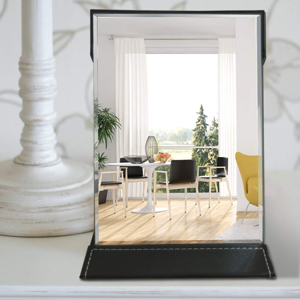ZBEIVAN 10x7 Inches Portable Folding Makeup Mirror with Cosmetic Desktop Standing for Travel  Vanity Table  Room Decor  Beauty Gifts  Black