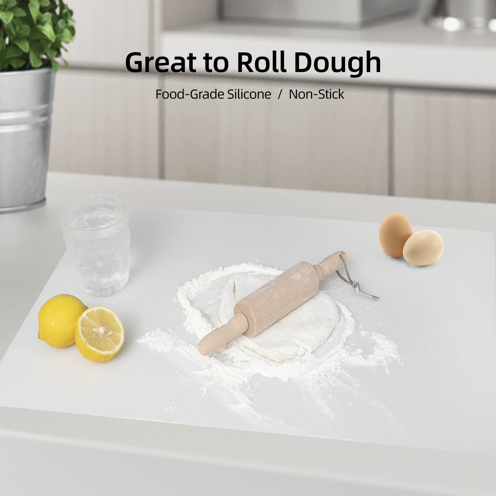 2 Pack Silicone Mats for Kitchen Counter  Treerit Non-slip Waterproof Large Countertop Protector Mat  Heat Resistant Mat  Silicone Craft Mat  Silicone Placemat  23.62 x 15.75 Inches  Translucent
