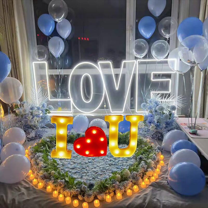 I Love You LED Light, Will You Marry Me Proposal Sign, Perfect for Photo Props, Wedding & Valentine s Day Decor