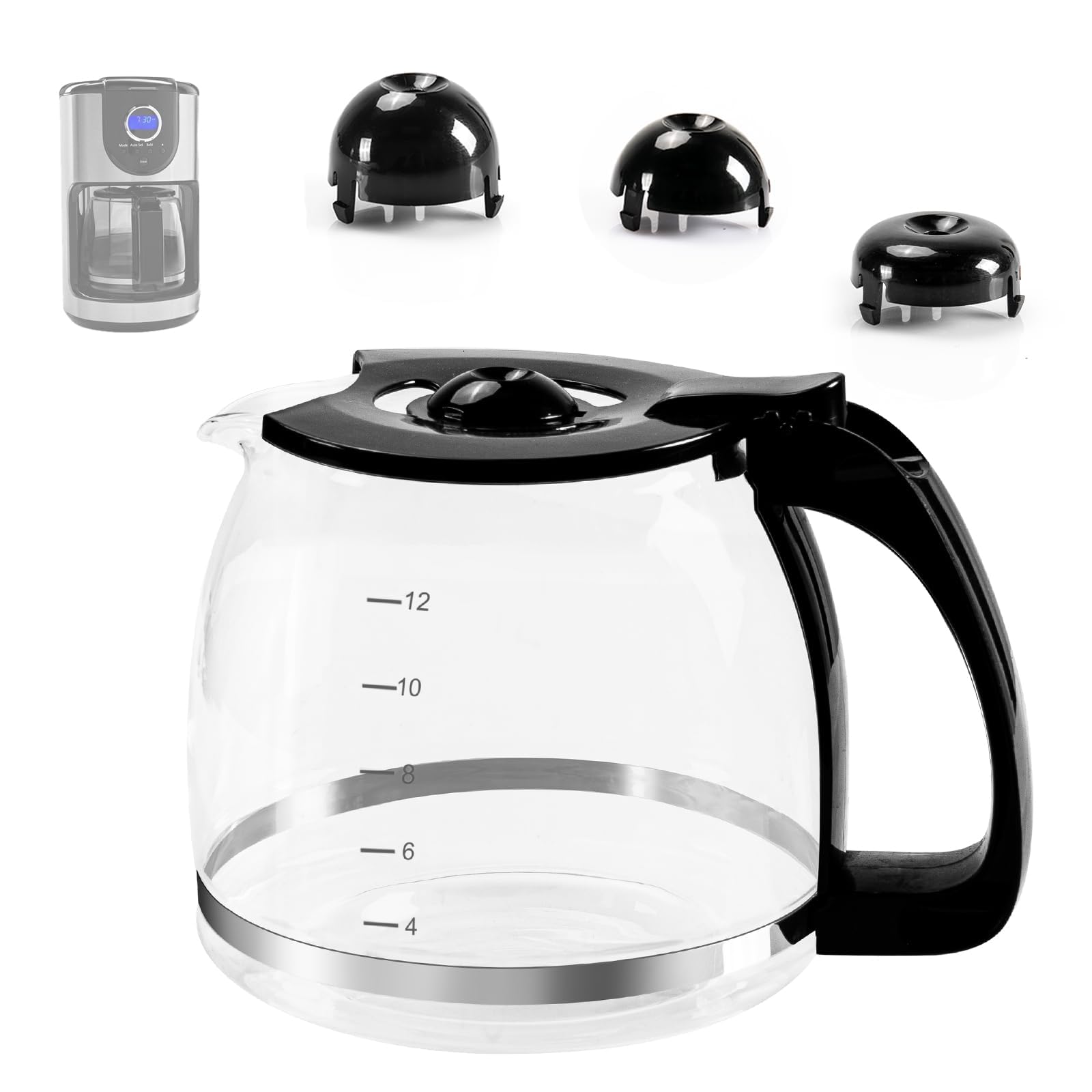 12Cup Glass Coffee Carafe Pot for Mr.Coffee,Black & Decker,Hamilton & More