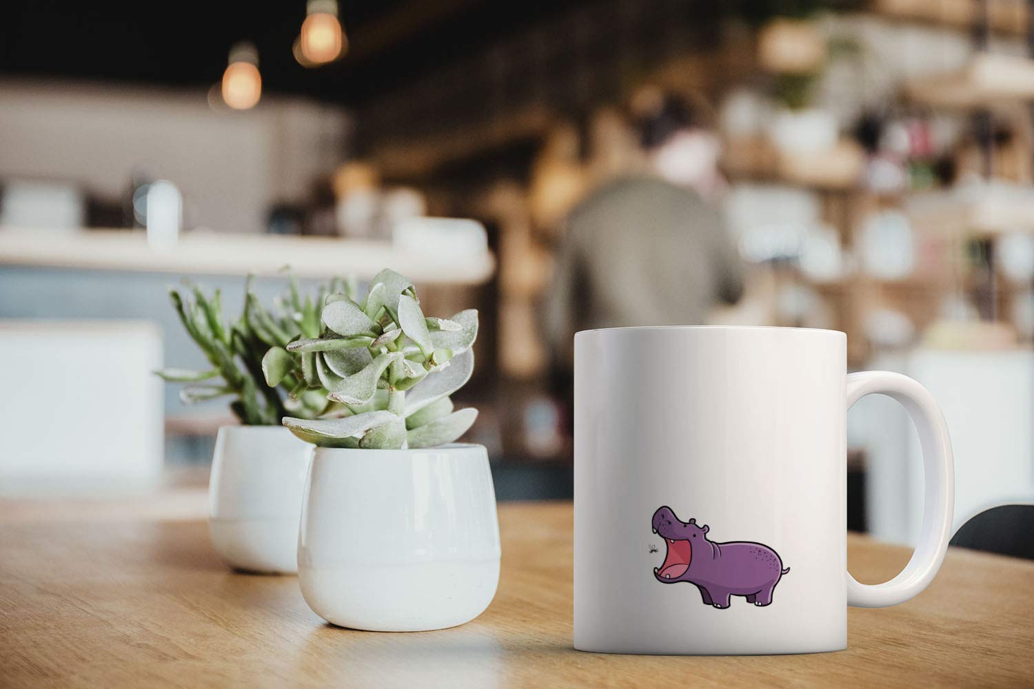 MUGBREW Cartoon Animal Drawing Mugs, Purple Hippo Ceramic Coffee Mug Tea Cup, 11 OZ