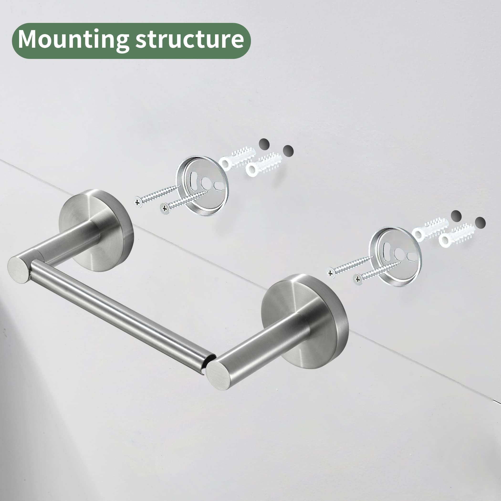 Weiko Brushed Nickel Toilet Paper Holder Towel Ring, Hand Towel Holder And Toilet Roll Holder Double Post Pivoting Bathroom Acce