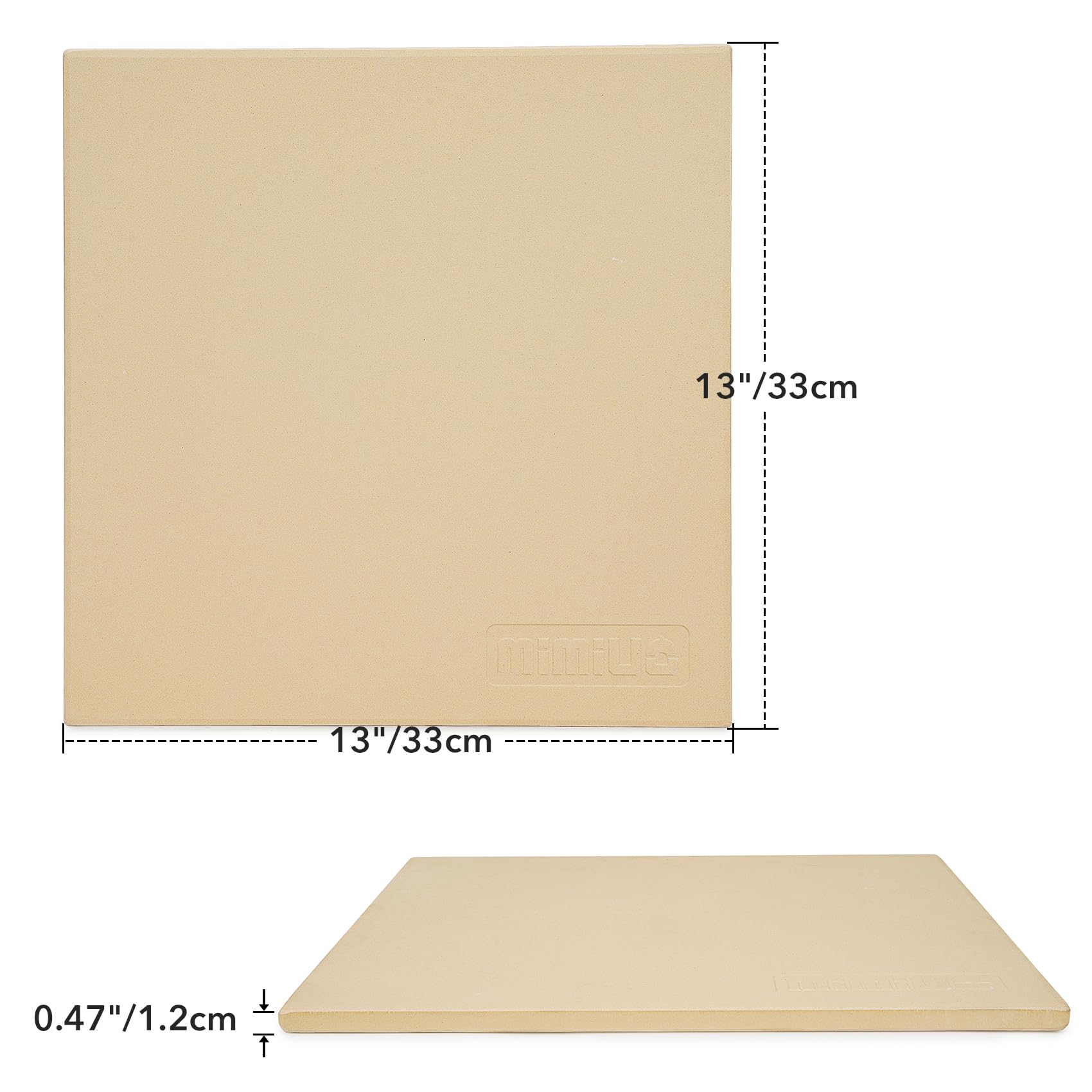 Mimiuo Pizza Stone For Oven And Bbq Grill, 13 Inch Square Bread Baking Stone, Heavy Duty Large Ceramic Pizza Pan For Baking Pie