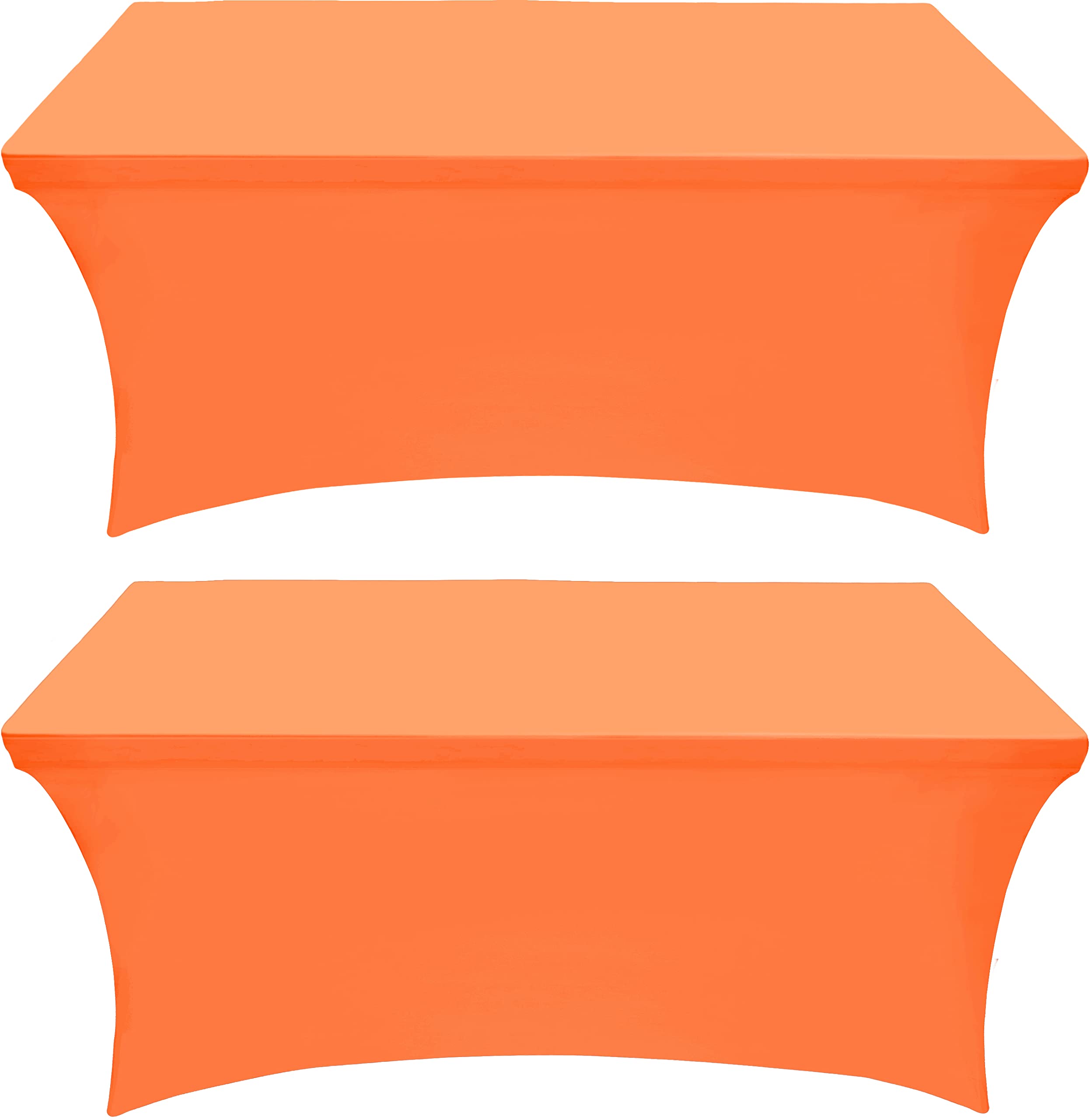 Utopia Kitchen Spandex Tablecloth 2 Pack [6Ft, Orange] Tight, Fitted, Washable And Wrinkle Resistant Stretch Rectangular Patio T