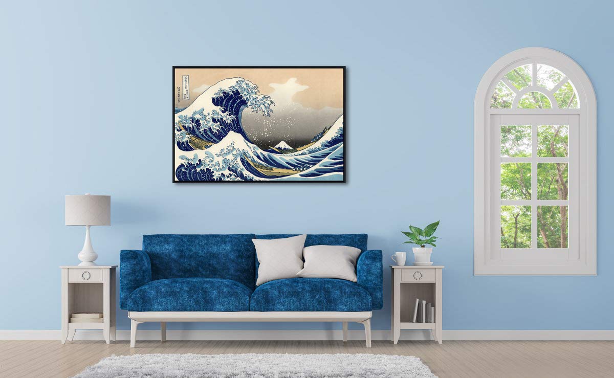 Wieco Art Framed Art Great Wave Of Kanagawa Katsushika Hokusai Giclee Canvas Prints Wall Art Abstract Seascape Paintings For Liv